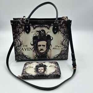 Edgar Allan Poe The Raven Handbag and Wallet Set Gothic Literature Satchel READ